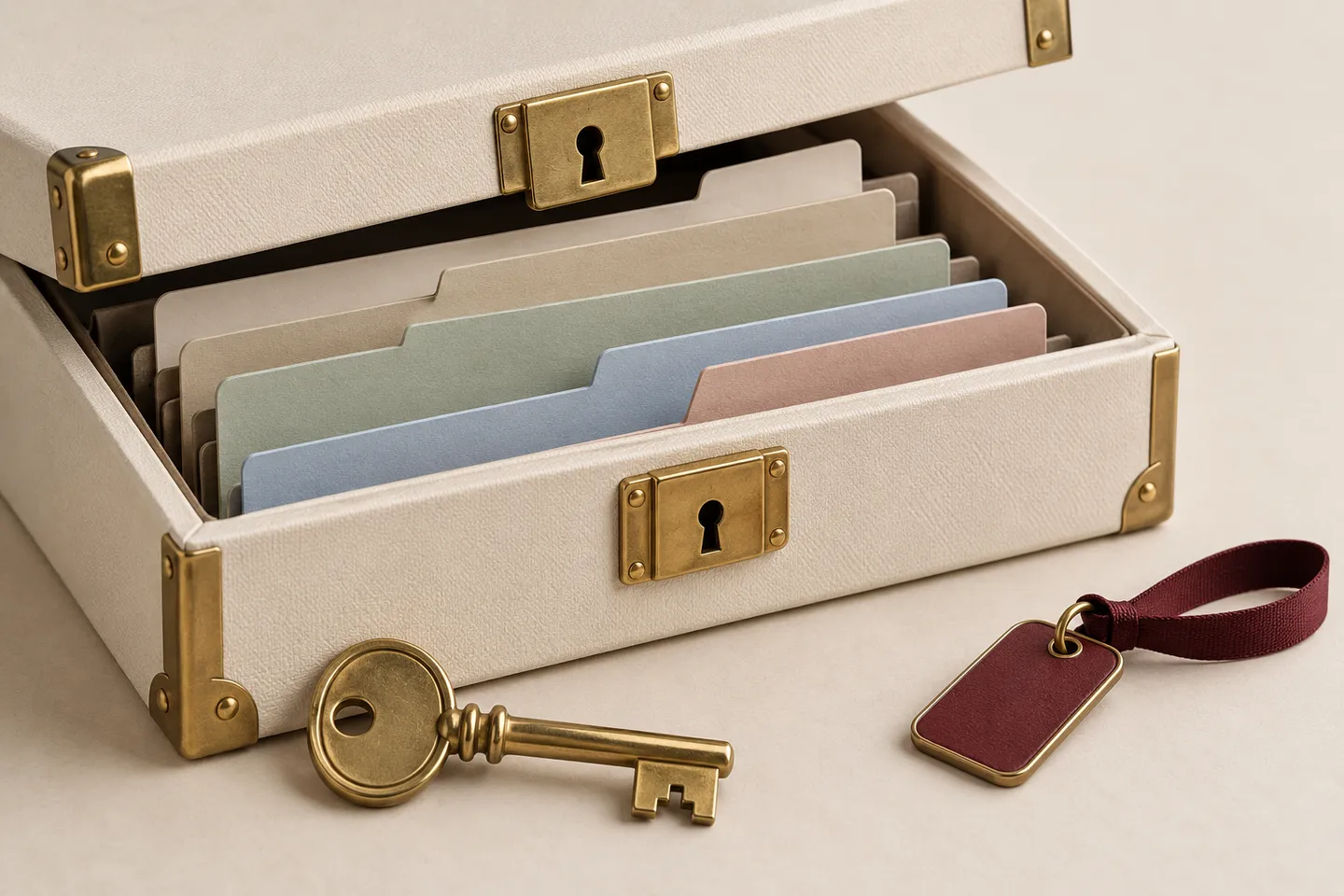 An archive case with a master key and a separate visitor access token.