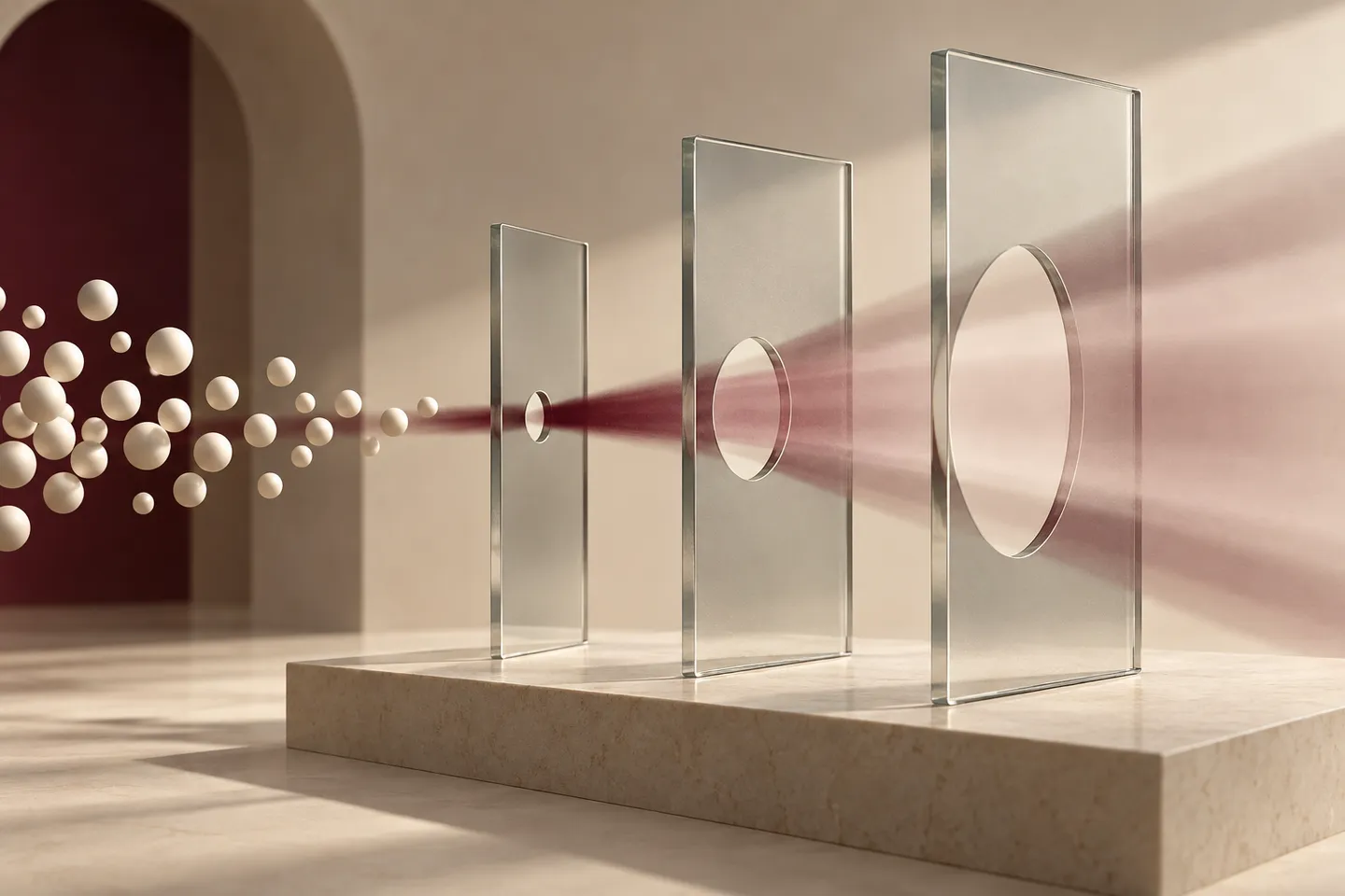 Three glass apertures of different sizes illustrate narrower and broader search matching.