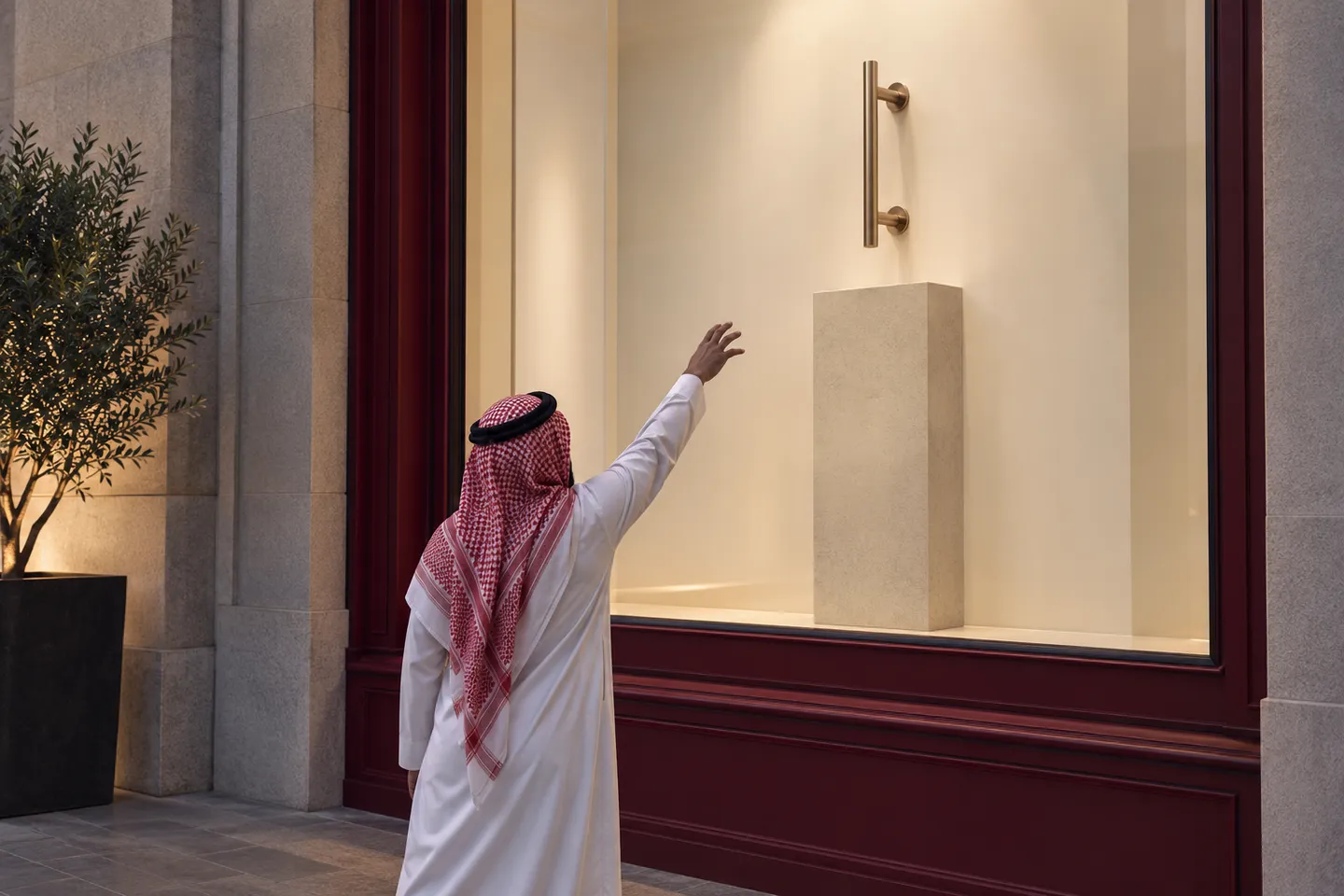 نافذة عرض واضحة ذات مقبض بعيد عن المتناول، توضح الظهور دون خطوة تالية سهلة.
